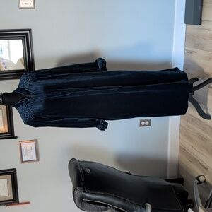 Vintage 80s Kimberly Gale Pleated Blue Crush Velvet Zip Up Nightgown